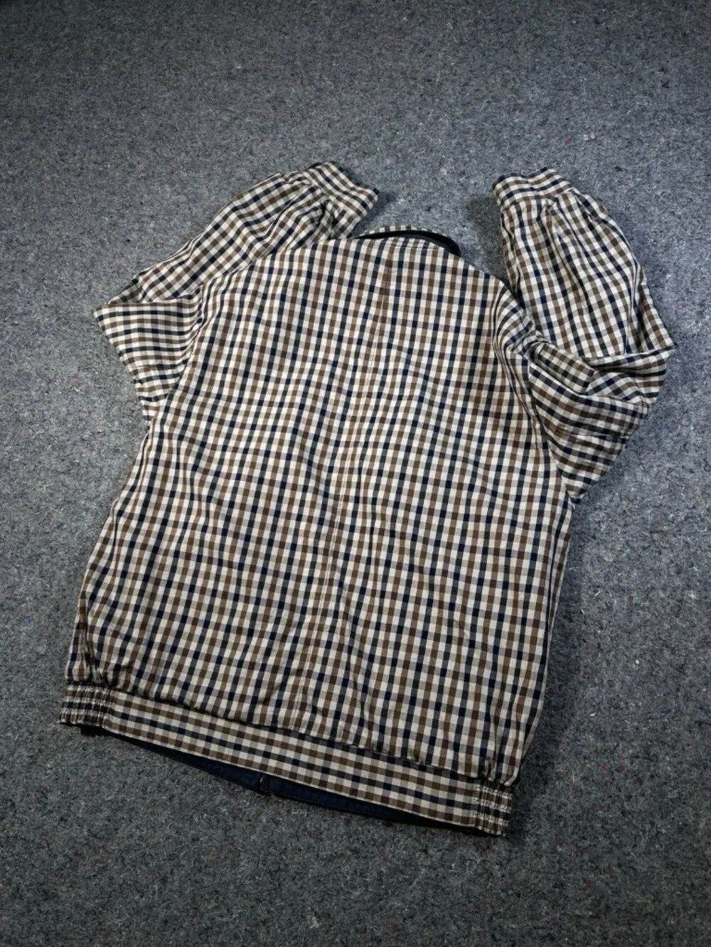 Aquascutum Reversible Harrington Jacket Mens L Navy Tattersall Plaid Zip Up
